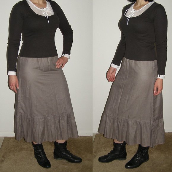 NEW RARE Cop Copine Peasant Dress Outfit M 8 Skirt Suspenders 3pc Boho Steampunk - Picture 6 of 13